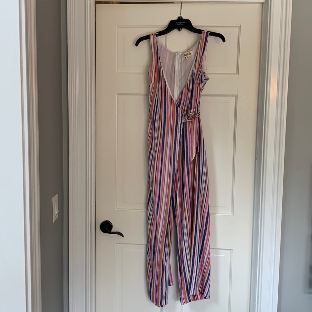 Listicle Striped V-Neck Jumpsuit